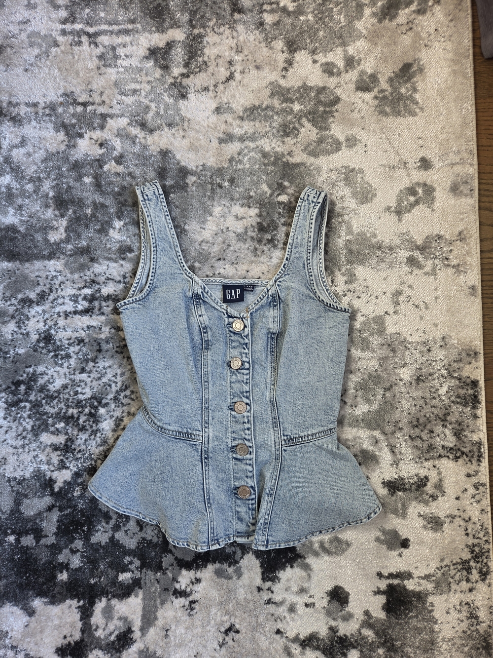 GAP Light Denim Button-Front Peplum Tank